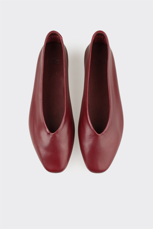 Bordo deri kadın babet, günlük kullanım için - Elle Shoes