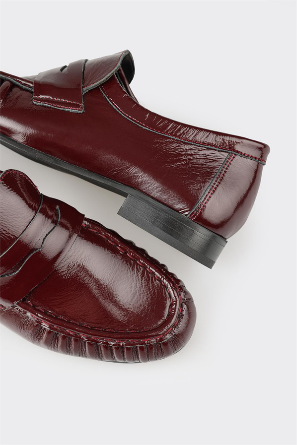 Bordo deri kadın loafer, günlük kullanım için - Elle Shoes