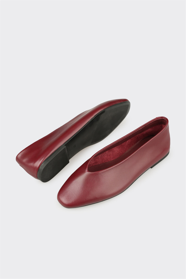 Bordo deri kadın babet, günlük kullanım için - Elle Shoes