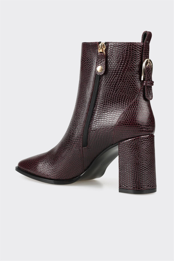 Bordo deri kadın bot, klasik stil için - Elle Shoes
