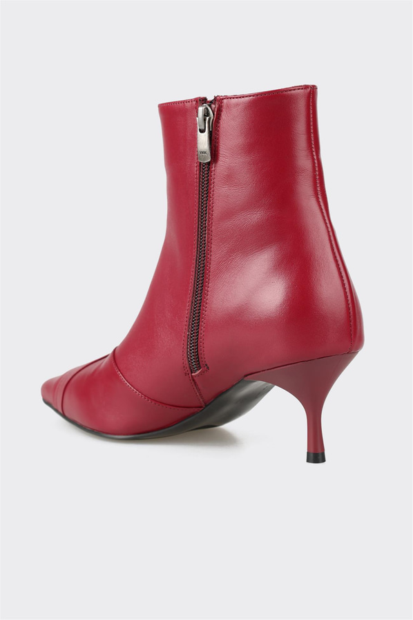 Bordo deri kadın bot, klasik stil için - Elle Shoes