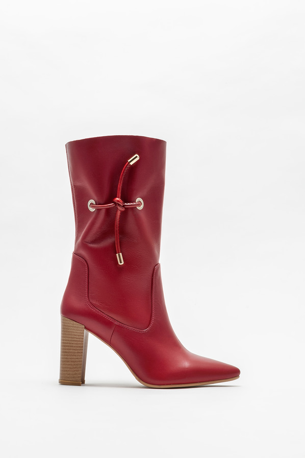 Bordo deri kadın klasik bot - Elle Shoes