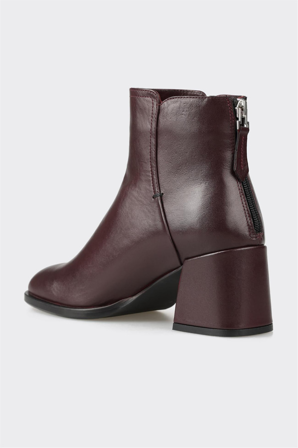 Bordo deri kadın bot, klasik stil için - Elle Shoes