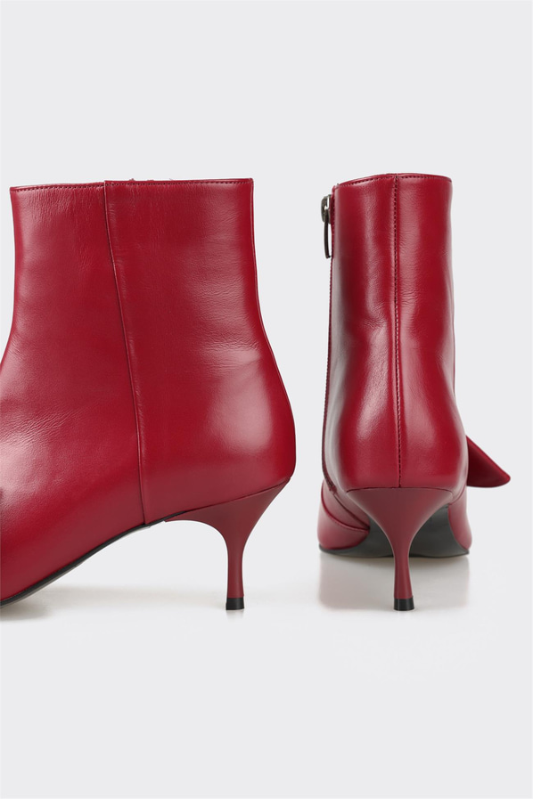 Bordo deri kadın bot, klasik stil için - Elle Shoes