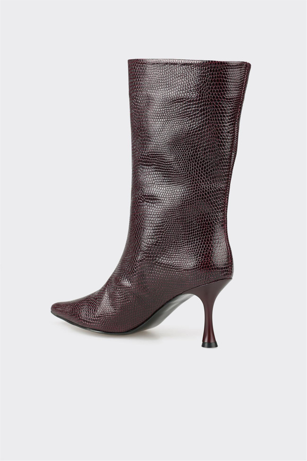 Bordo deri kadın bot, klasik stil için - Elle Shoes
