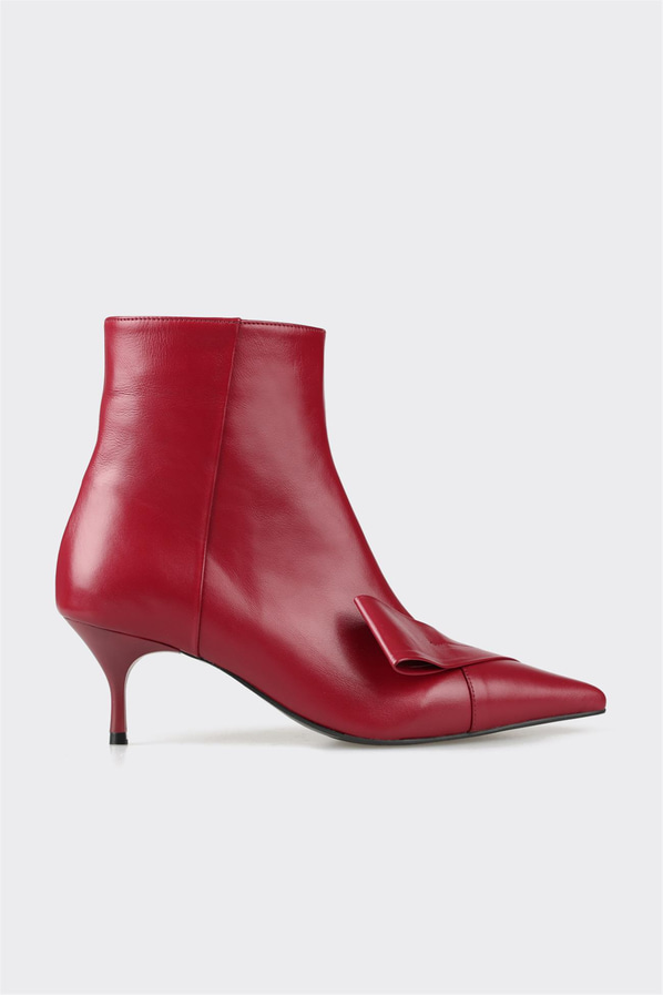 Bordo deri kadın bot, klasik stil için - Elle Shoes