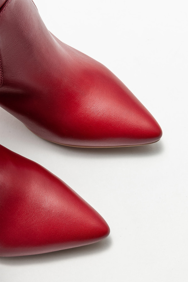 Bordo deri kadın klasik bot - Elle Shoes