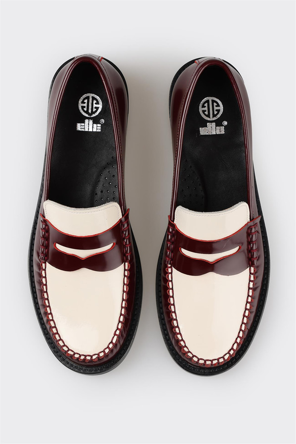 Bordo deri kadın loafer - Elle Shoes