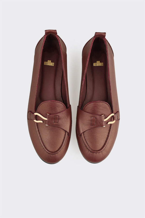 Bordo Deri Kadın Loafer