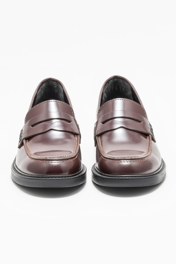 Bordo deri kadın loafer - Elle Shoes