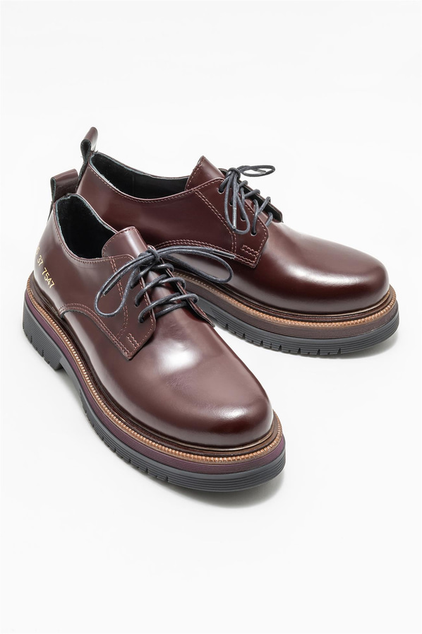 Bordo deri kadın ayakkabı - Elle Shoes