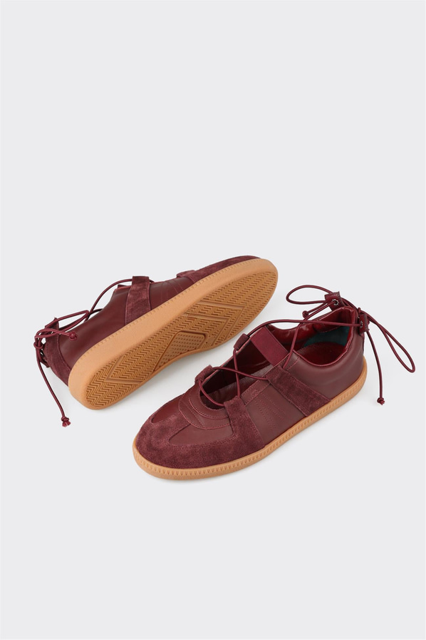 Bordo deri kadın sneaker - Elle Shoes