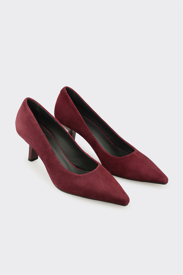 Bordo Deri Kadın Stiletto