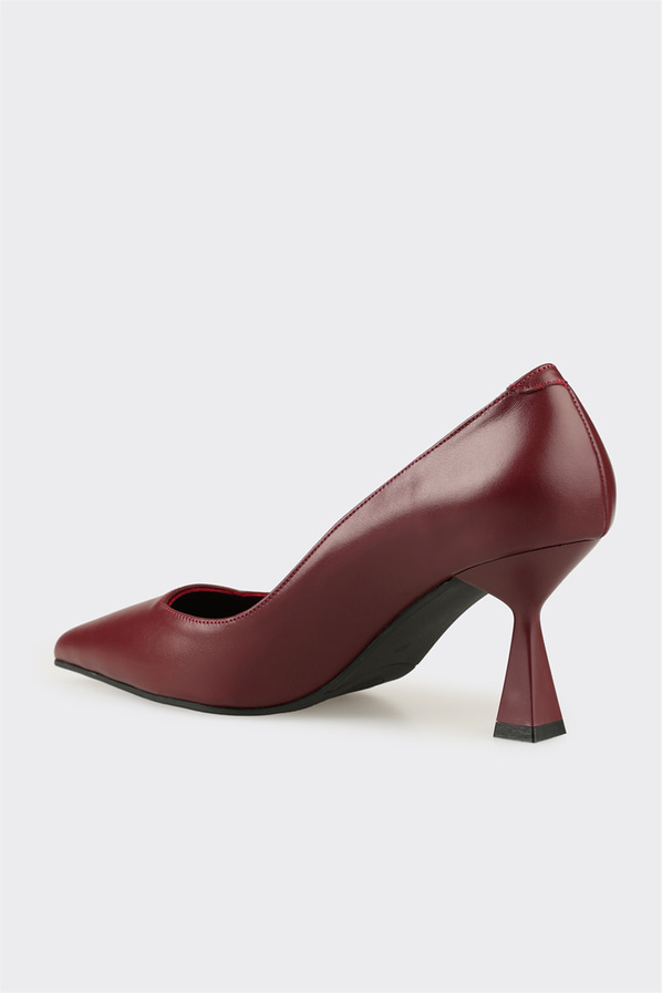 Bordo Deri Kadın Stiletto