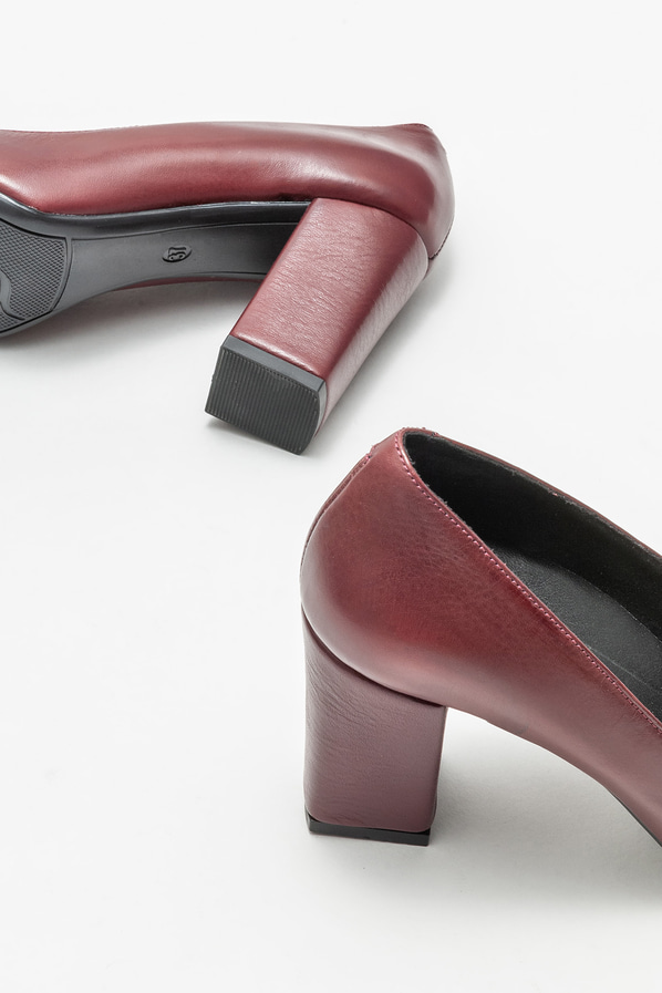 Bordo deri kadın stiletto - Elle Shoes