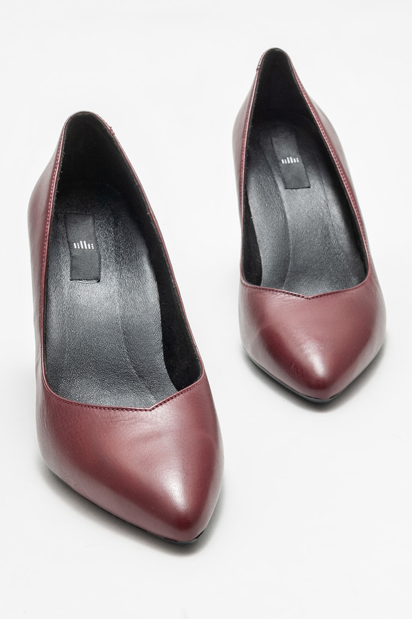 Bordo deri kadın stiletto - Elle Shoes