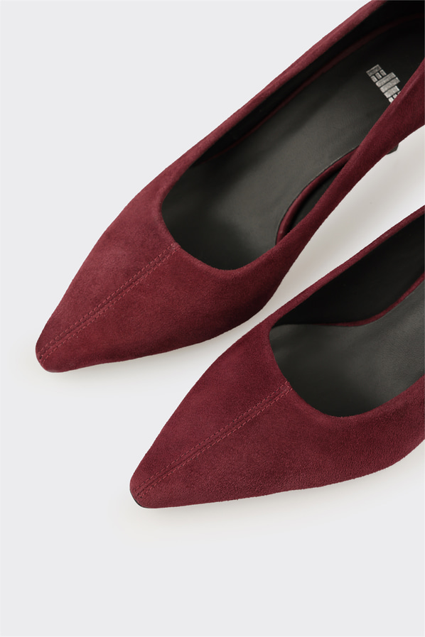 Bordo Deri Kadın Stiletto