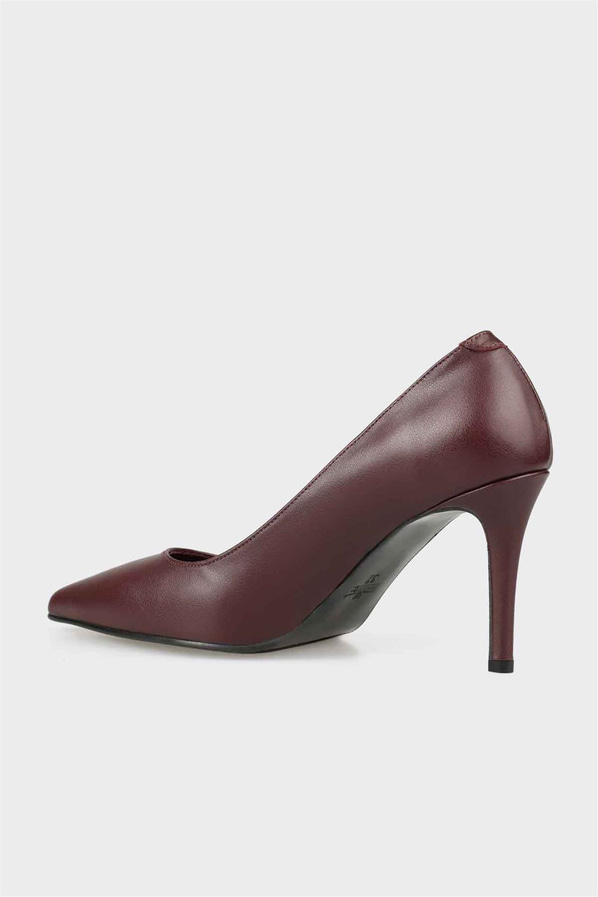 Bordo deri kadın stiletto - Elle Shoes