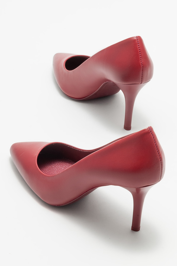 Bordo deri kadın stiletto - Elle Shoes