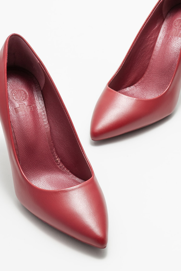 Bordo deri kadın stiletto - Elle Shoes