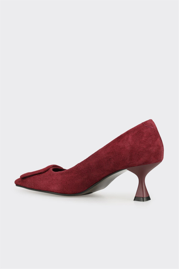Bordo deri kadın stiletto, ofis stili için - Elle Shoes