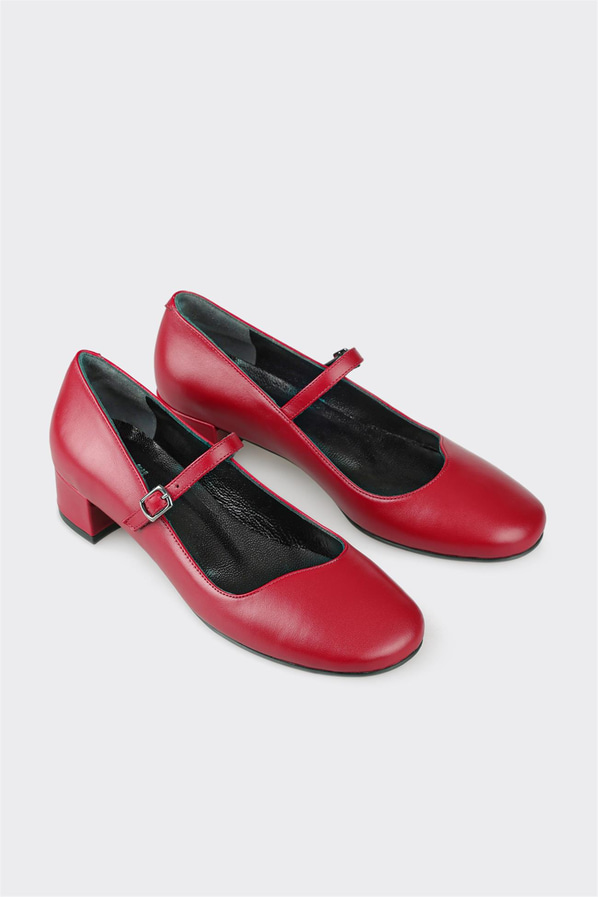 Bordo deri topuklu kadın ayakkabı - Elle Shoes
