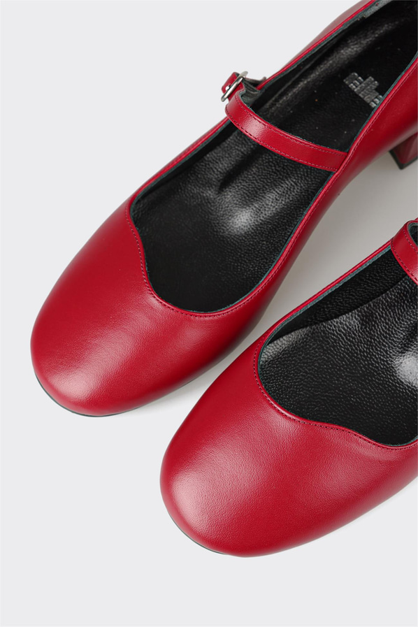 Bordo deri topuklu kadın ayakkabı - Elle Shoes