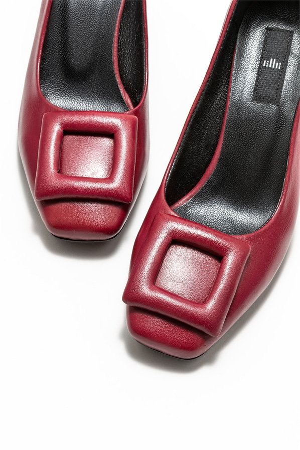 Bordo deri topuklu kadın ayakkabı - Elle Shoes