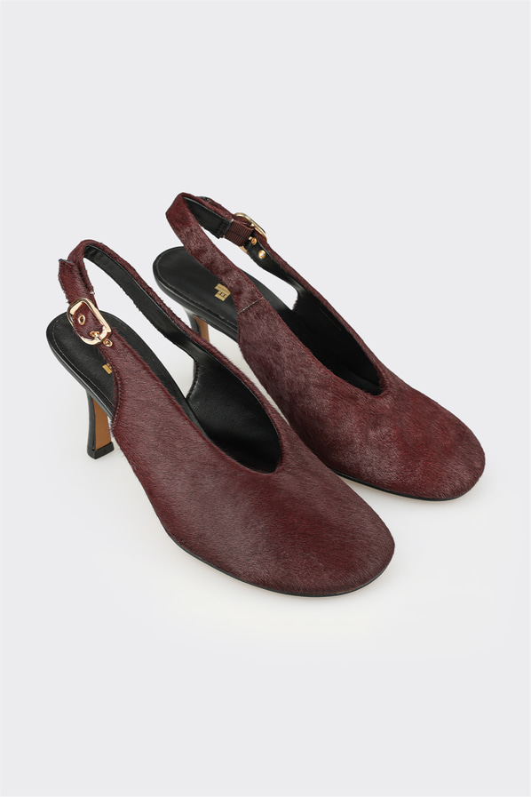 Bordo deri topuklu kadın ayakkabı - Elle Shoes