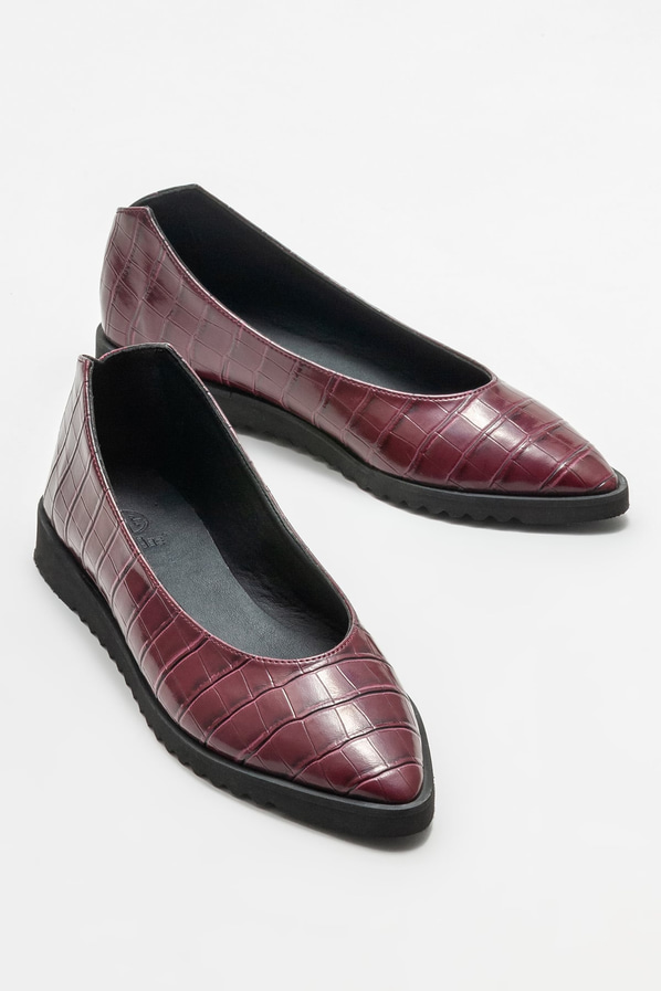 Bordo kadın babet - Elle Shoes