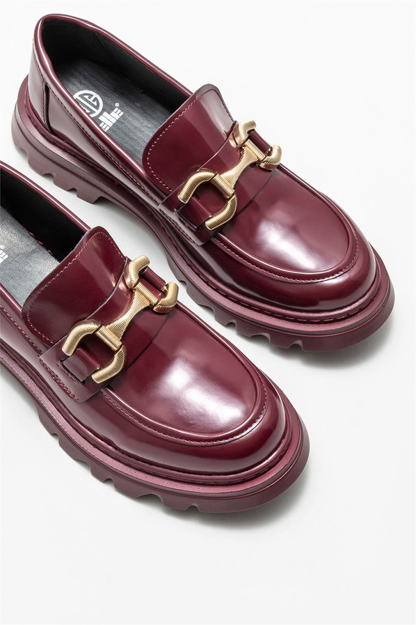 Bordo kadın loafer - Elle Shoes