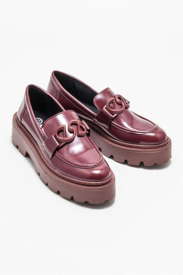 Bordo kadın loafer - Elle Shoes