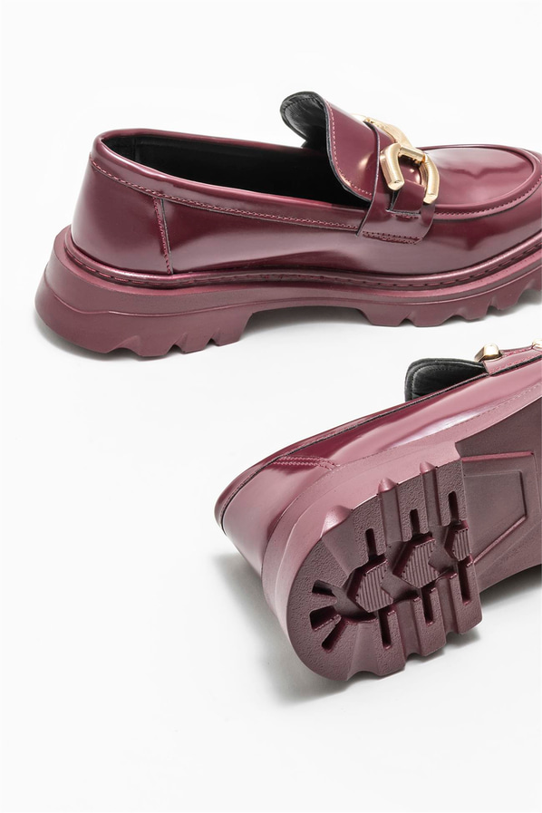 Bordo kadın loafer - Elle Shoes