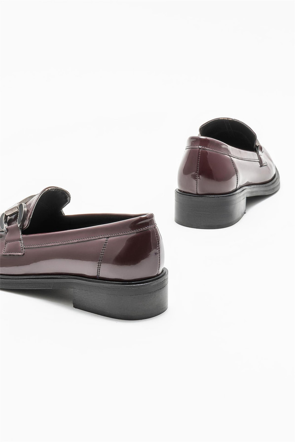 Bordo kadın loafer - Elle Shoes