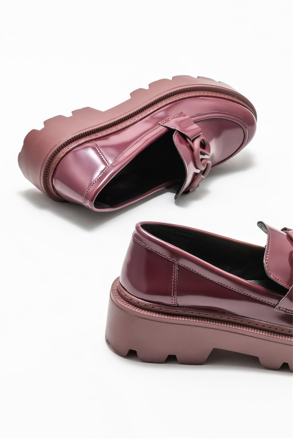 Bordo kadın loafer - Elle Shoes