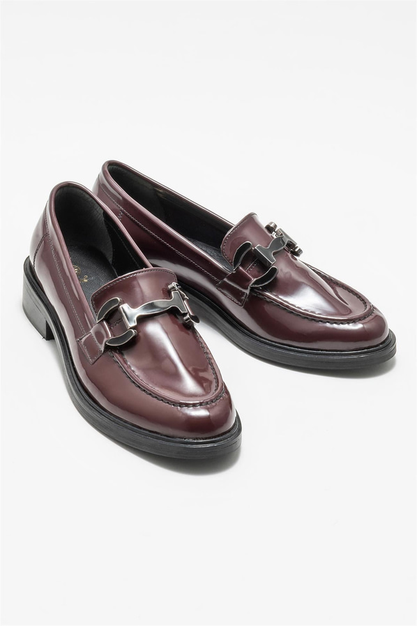Bordo kadın loafer - Elle Shoes