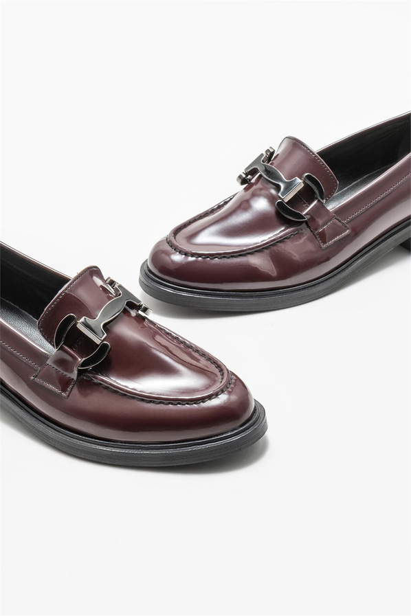 Bordo kadın loafer - Elle Shoes