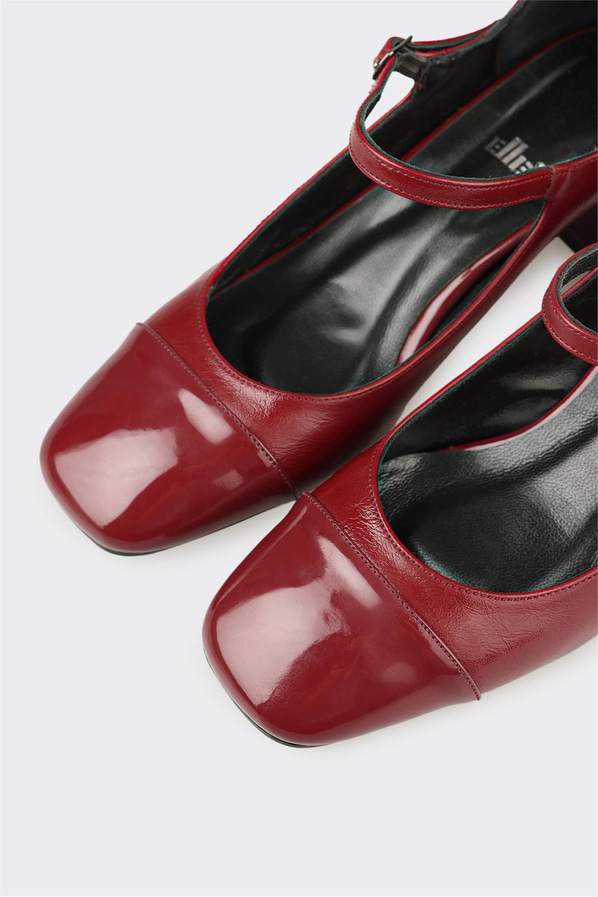 Bordo Kadın Orta Topuk Ayakkabı