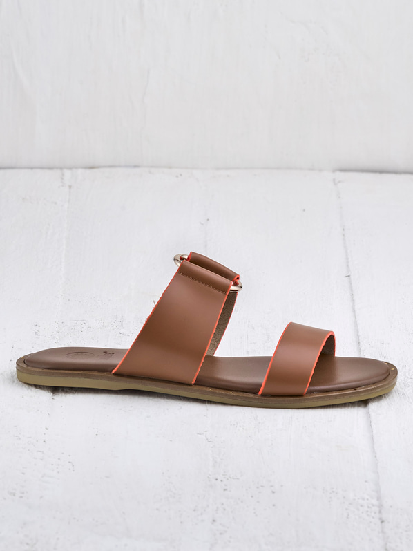 Taba deri kadın düz terlik - Elle Shoes