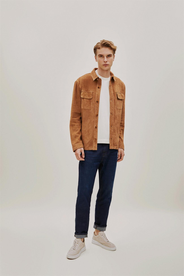 Camel deri erkek ceket - Elle Shoes