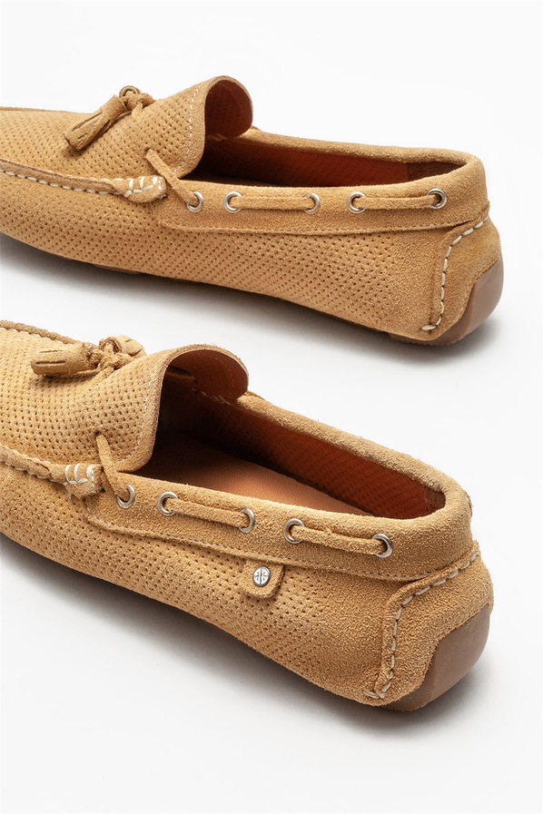 Camel deri erkek günlük ayakkabı, günlük kullanım için - Elle Shoes