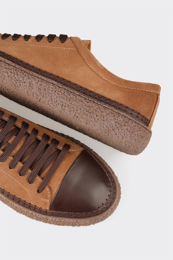 Camel deri erkek günlük ayakkabı, günlük kullanım için - Elle Shoes