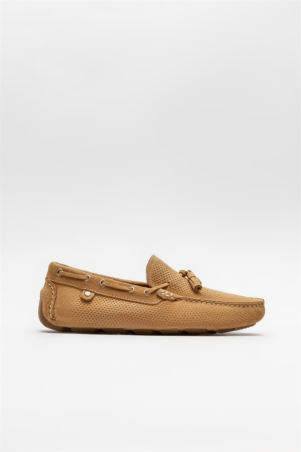 Camel deri erkek günlük ayakkabı, günlük kullanım için - Elle Shoes