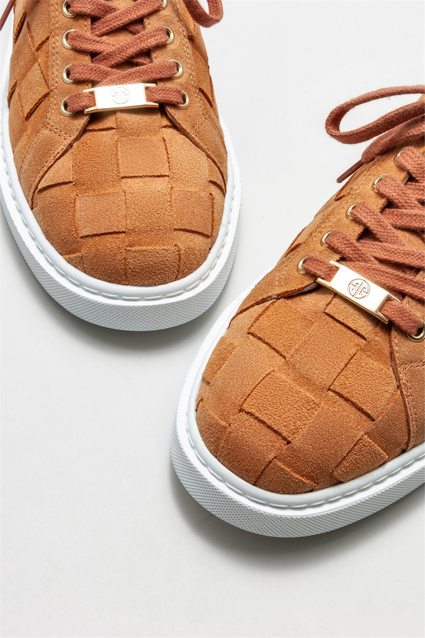 Camel deri erkek günlük ayakkabı, günlük kullanım için - Elle Shoes