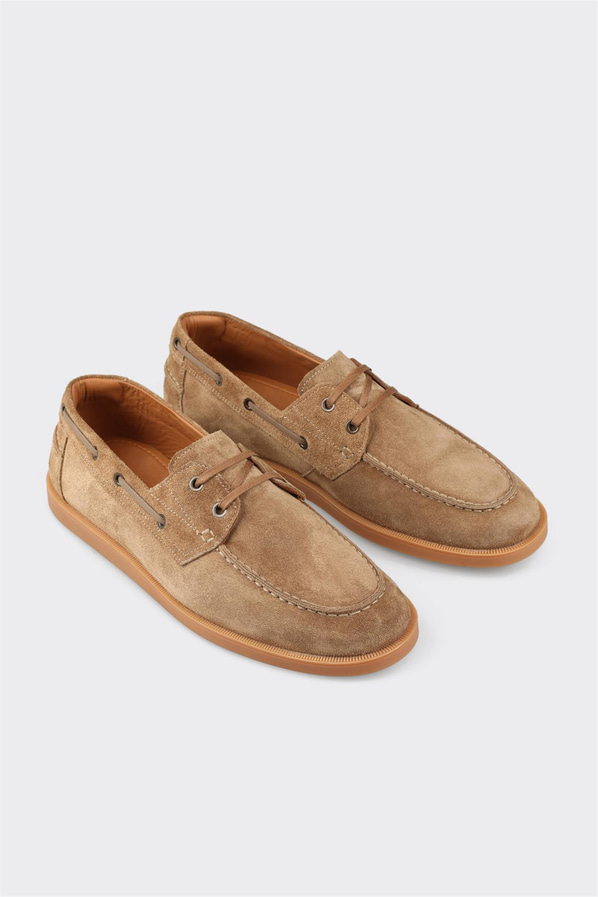 Camel deri erkek günlük ayakkabı, ofis stili için - Elle Shoes