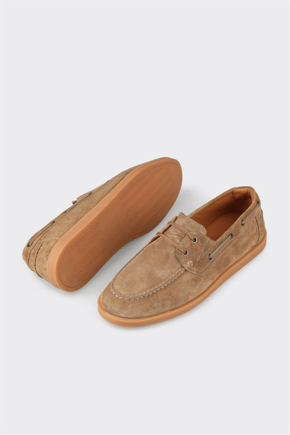 Camel deri erkek günlük ayakkabı, ofis stili için - Elle Shoes