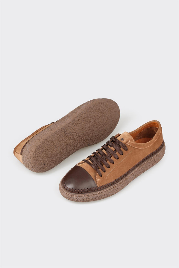 Camel deri erkek günlük ayakkabı, günlük kullanım için - Elle Shoes