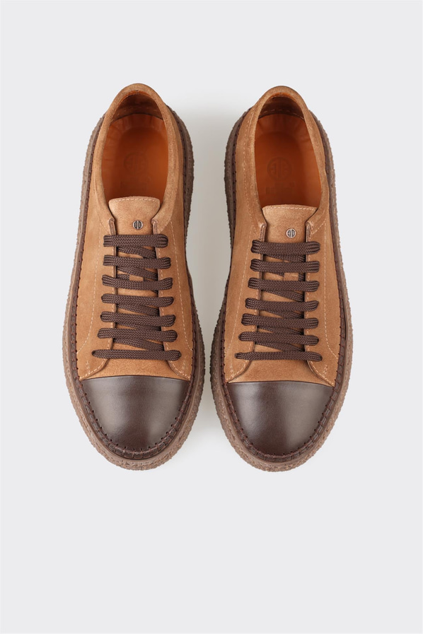 Camel deri erkek günlük ayakkabı, günlük kullanım için - Elle Shoes