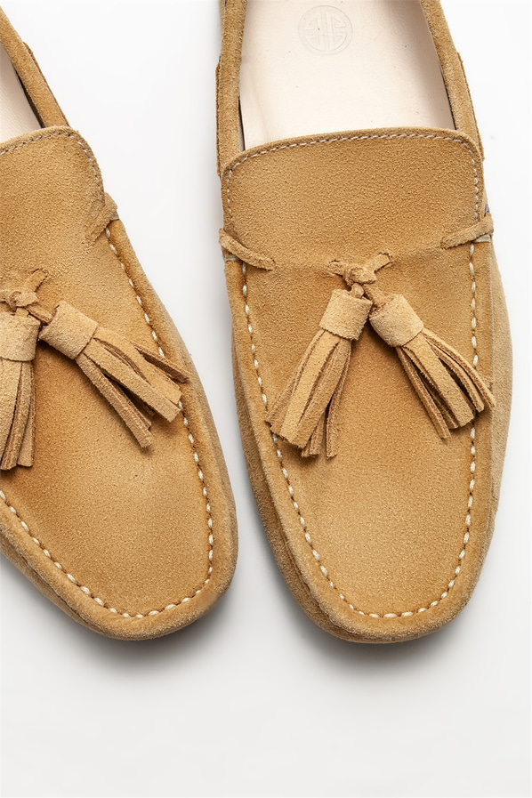 Camel deri erkek günlük ayakkabı, günlük kullanım için - Elle Shoes