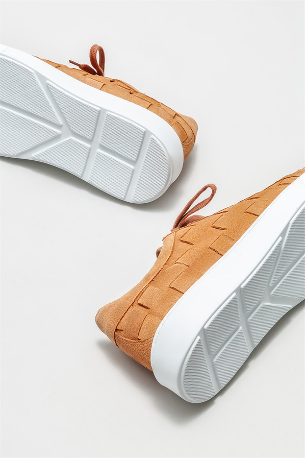 Camel deri erkek günlük ayakkabı, günlük kullanım için - Elle Shoes